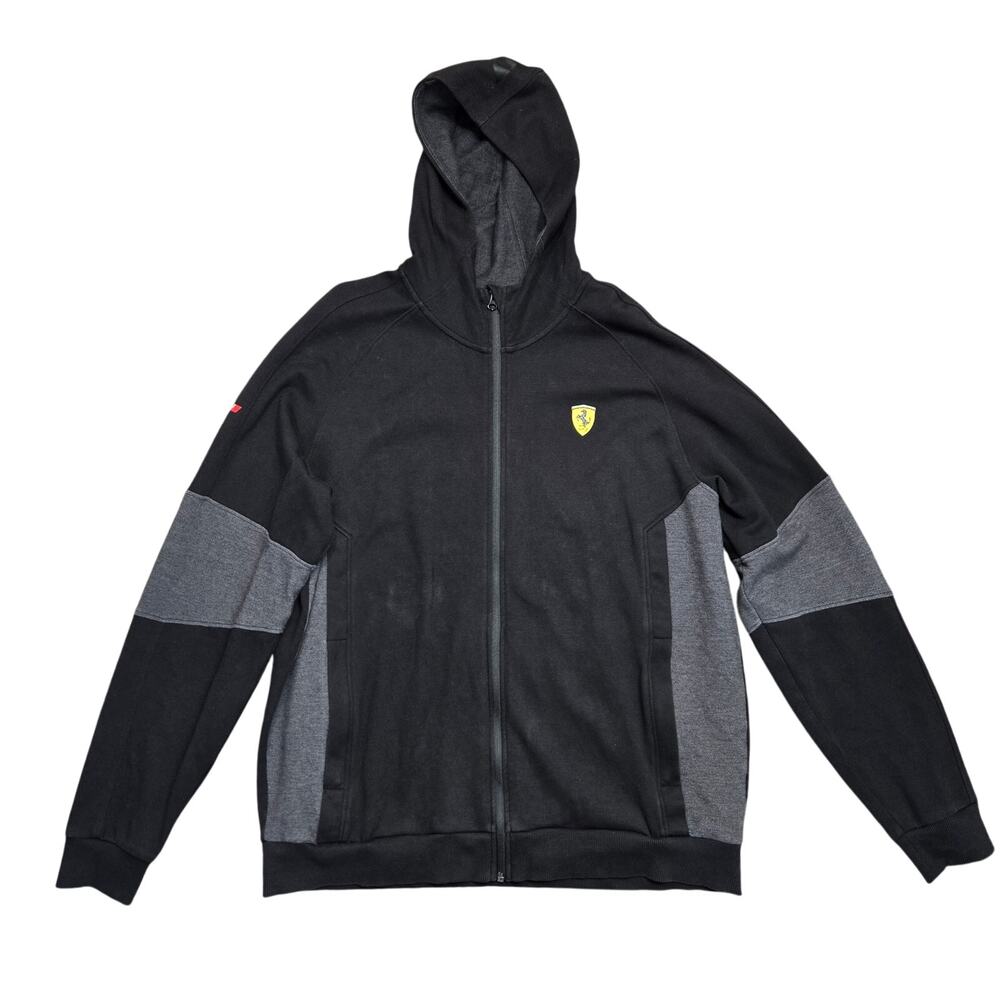Puma x Ferrari Scuderia Sweatshirt Hoodie Jacket Zip Up Black Gray Size XL